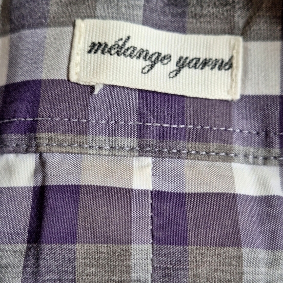 Todd Snyder Gingham Long Sleeve Button Down Shirt Purple/Gray Mens Size 16 - Picture 5 of 7